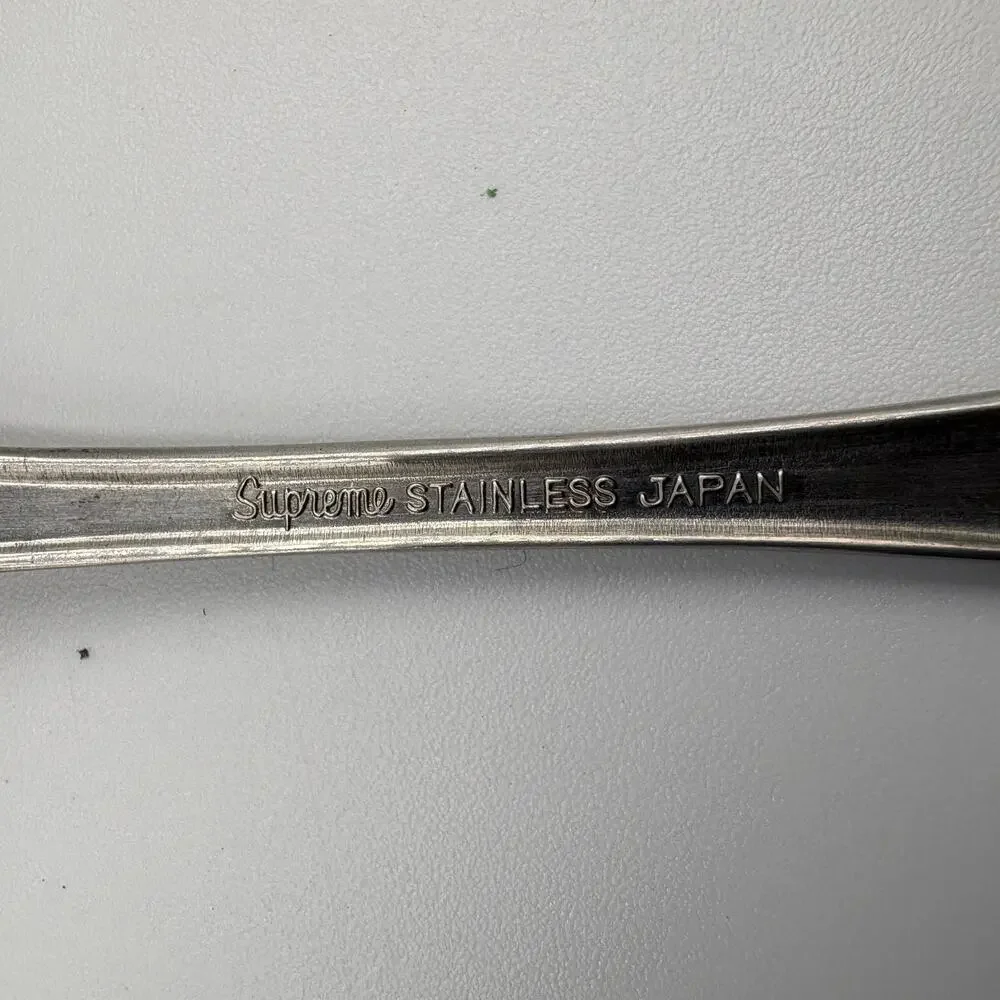 Vintage Supreme Stainless Japan Flat End Spoon Floral Pattern 5.75